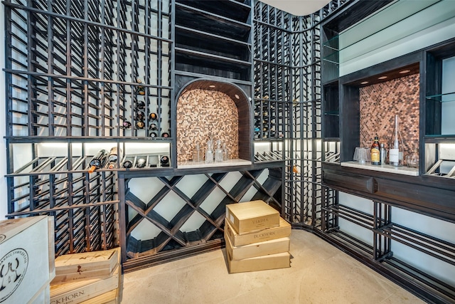 view of wine cellar
