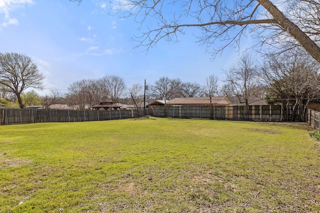 view of yard featuring a fenced backyard