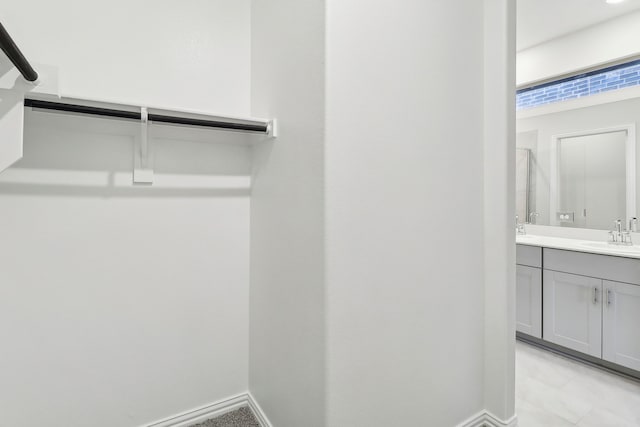 walk in closet with a sink