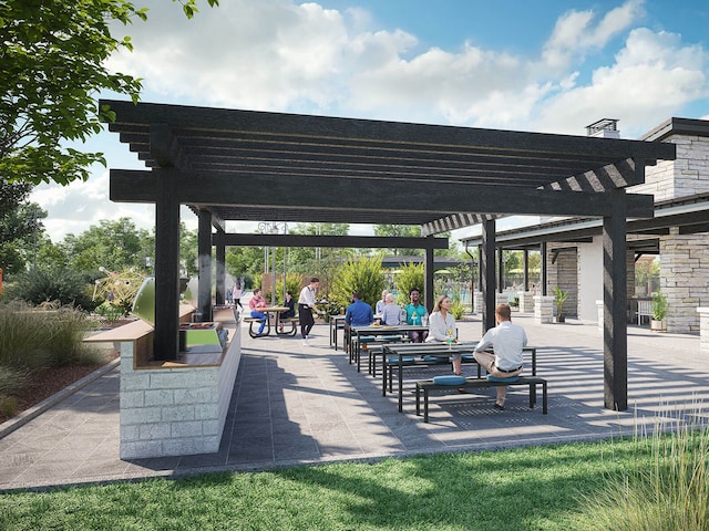 view of property's community with a patio area and a pergola