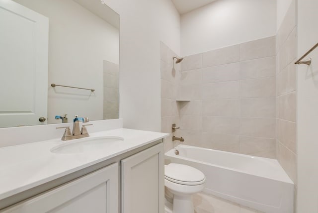 full bathroom featuring vanity,  shower combination, and toilet