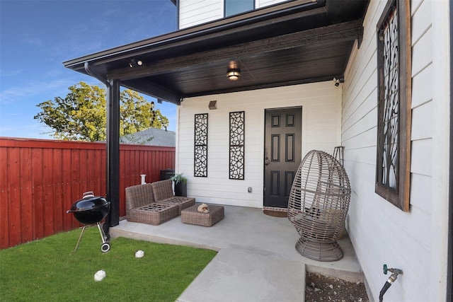 property entrance with fence