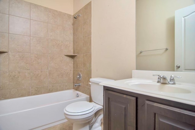 full bathroom with tub / shower combination, toilet, and vanity