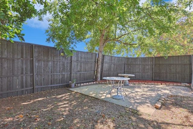 view of yard with a patio and a fenced backyard