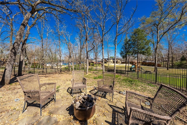 view of yard featuring a patio area and fence