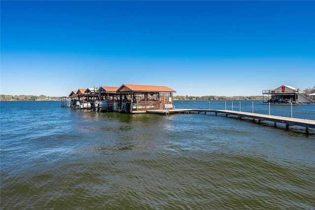 view of dock featuring a water view