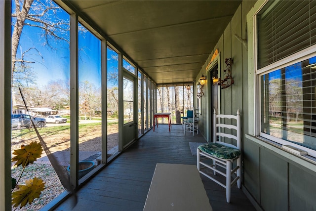 view of unfurnished sunroom