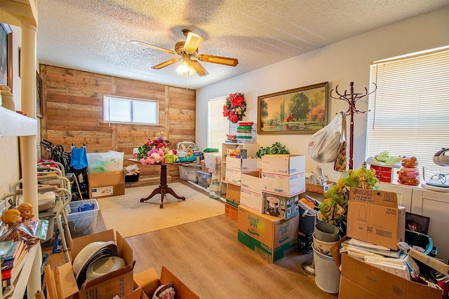 storage area with ceiling fan