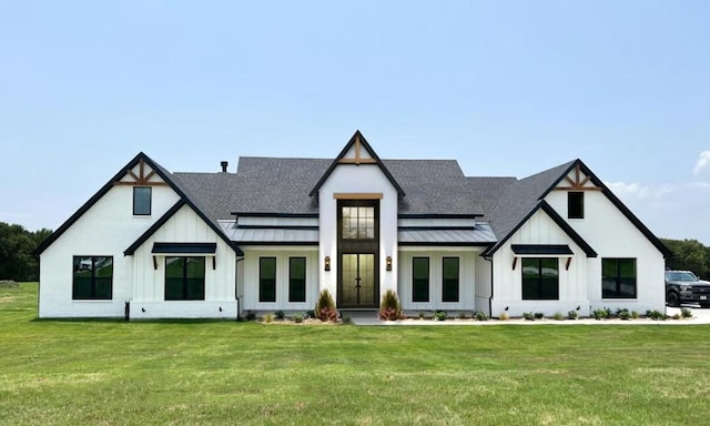 189 Caddo Trl, Corsicana, TX 75109 - modern farmhouse with board and batten siding, a standing seam roof, and a front lawn