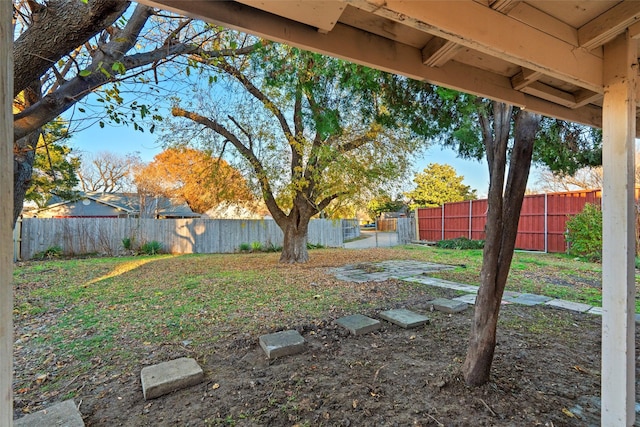 view of yard featuring a fenced backyard