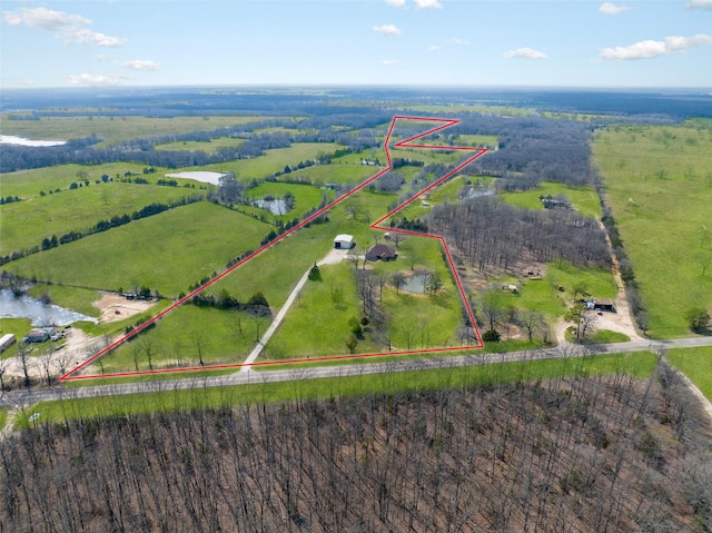 aerial view featuring a rural view