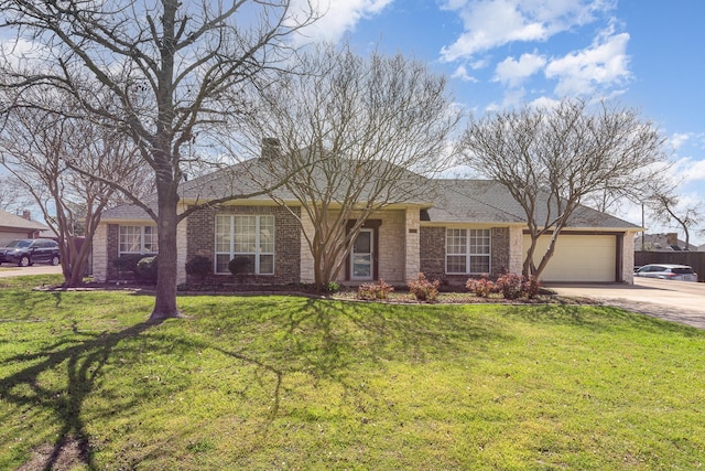 6608 Gold Dust Trl, Dallas, TX 75252 - ranch-style home featuring an attached garage, driveway, brick siding, and a front lawn