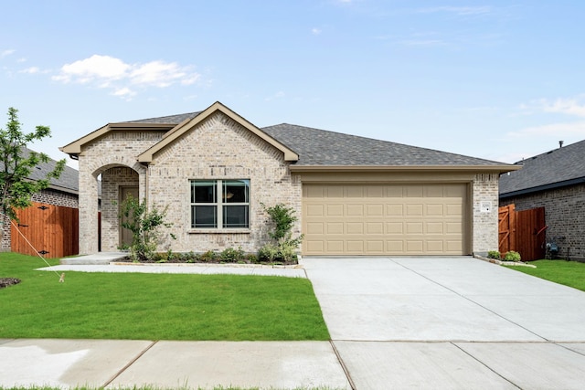 3255 Blossom Trl, Crandall, TX 75114 - french country home featuring concrete driveway, an attached garage, brick siding, and a shingled roof