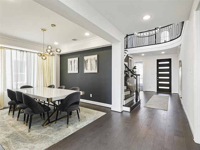 3141 Sunfish St, Prosper, TX 75078 - dining room with stairway, baseboards, and ornamental molding