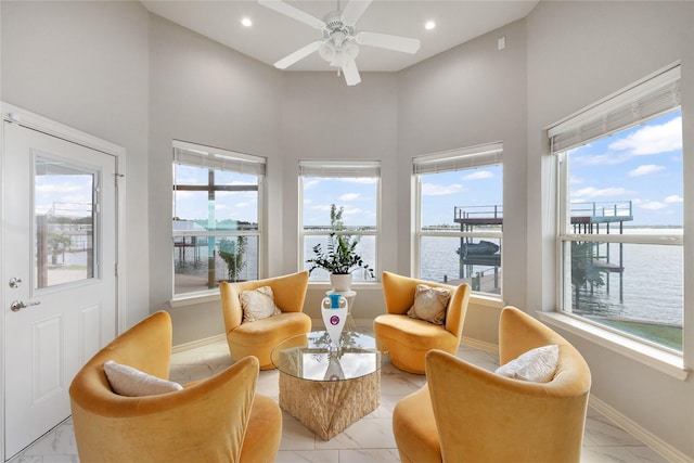 241 Loon Bay Dr, Gun Barrel City, TX 75156 - interior space featuring a wealth of natural light, baseboards, and marble finish floor