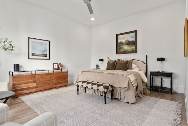 3760 Juniper Dr, Dallas, TX 75220 - bedroom featuring wood finished floors, a ceiling fan, and recessed lighting