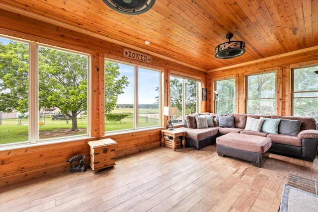 sunroom / solarium with wooden ceiling
