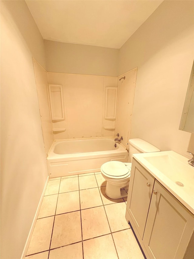 3602 Edgewood Dr, Garland, TX 75042 - full bathroom with vanity, toilet, tile patterned floors, shower / bath combination, and baseboards