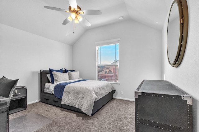 1411 Fishergate Dr, Forney, TX 75126 - bedroom featuring lofted ceiling, carpet, a ceiling fan, and baseboards