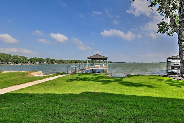 1733 E Lake Dr, Weatherford, TX 76087 - dock area with a lawn and a water view