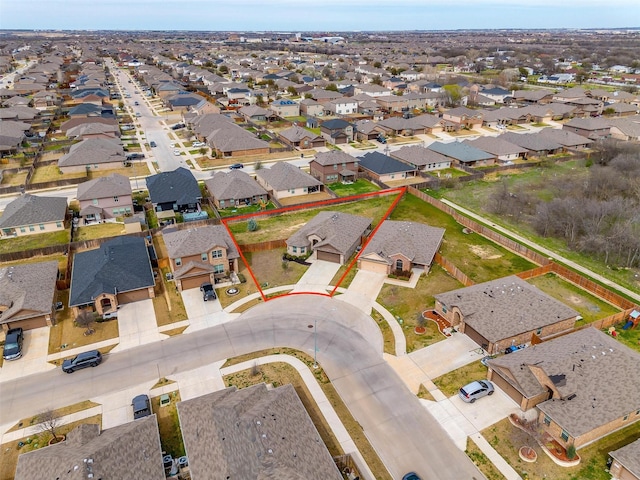 aerial view with a residential view