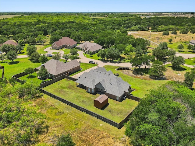 bird's eye view with a view of trees