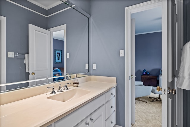 full bathroom featuring recessed lighting, tile patterned floors, two vanities, and a sink