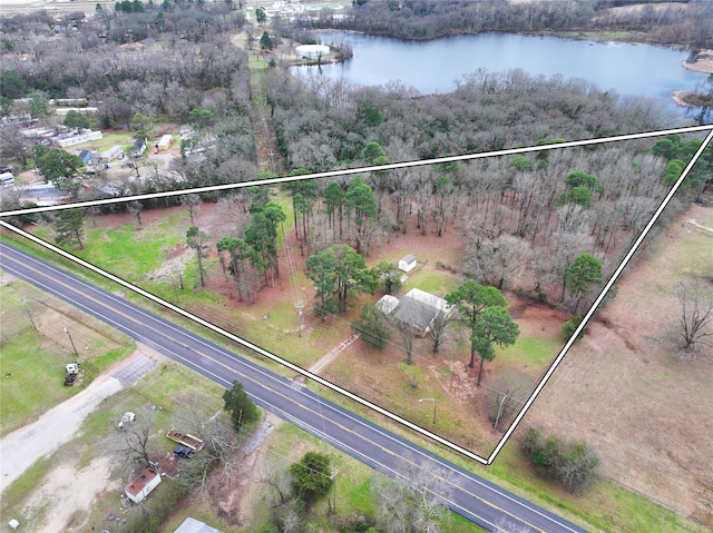 2431 N Jefferson, Mount Pleasant, TX 75455 - aerial overview of property's location featuring a nearby body of water and property parcel outlined