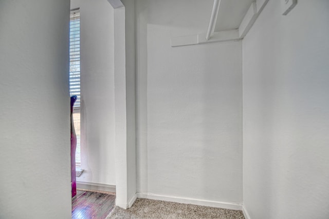 spacious closet featuring carpet and arched walkways