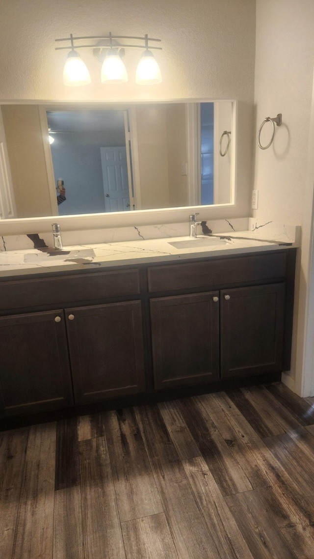 5919 Pleasant Hill Dr, Arlington, TX 76016 - full bathroom featuring wood finished floors and double vanity