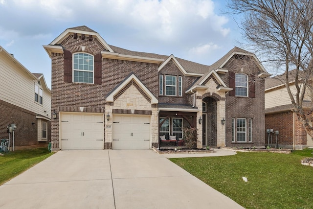 9645 Salvia Dr, Fort Worth, TX 76177 - traditional-style home featuring a front lawn, brick siding, concrete driveway, and an attached garage