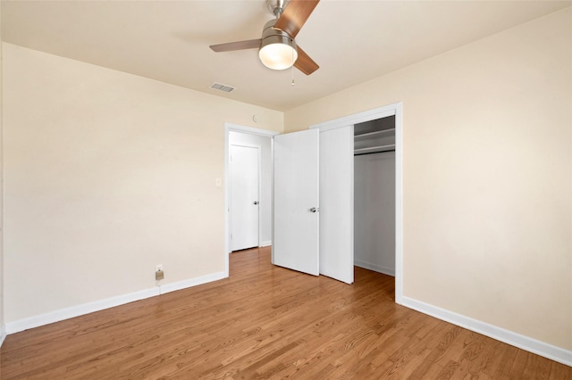 4021 Kenley St, Fort Worth, TX 76107 - unfurnished bedroom featuring a closet, baseboards, visible vents, and light wood finished floors