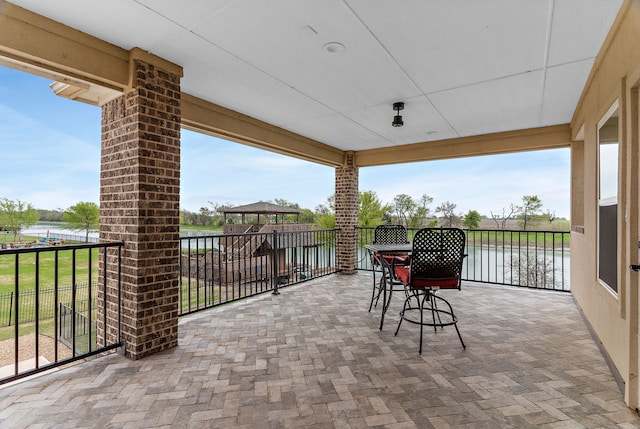 639 Calm Water Cv, Princeton, TX 75407 - view of patio featuring a water view and a gazebo