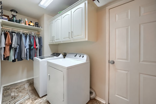 2710 Chalmers Ct, Rockwall, TX 75032 - washroom with separate washer and dryer, cabinet space, baseboards, and light stone finish floors