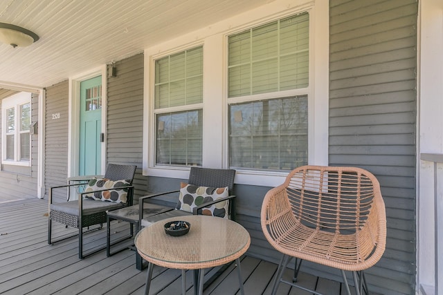 deck featuring covered porch