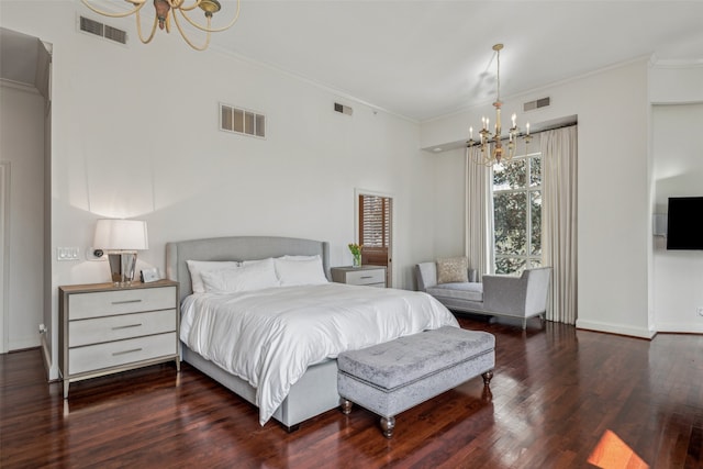 3401 Lee Pkwy Unit 3A, Dallas, TX 75219 - bedroom with a chandelier, ornamental molding, wood finished floors, and baseboards