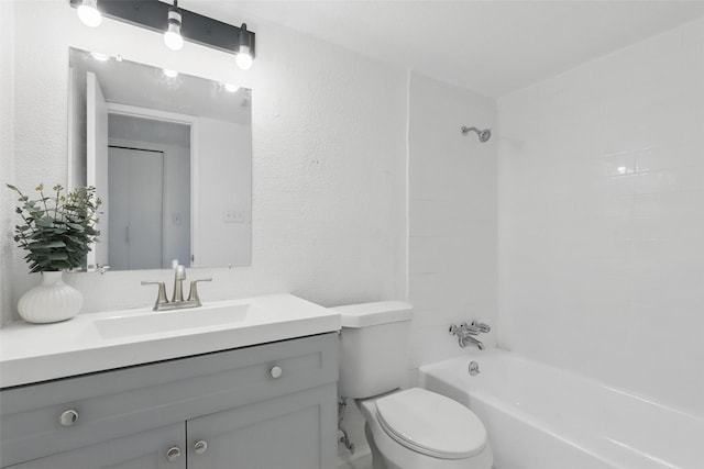 1329 Steinburg Ln, Fort Worth, TX 76134 - full bath featuring a textured wall, toilet, vanity, and bathing tub / shower combination