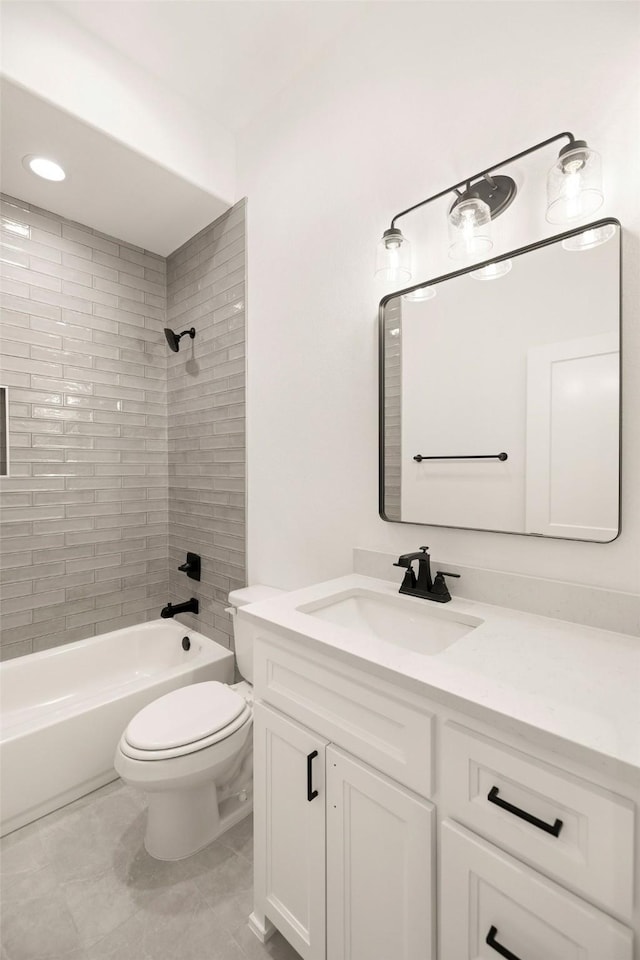 full bath with vanity, toilet, and shower / bathtub combination