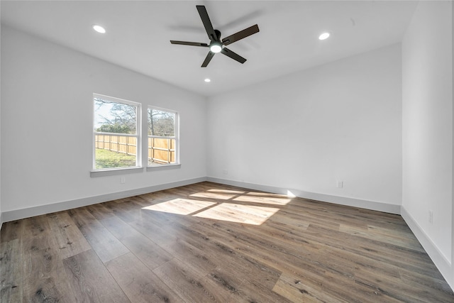 2408 Givendale Rd, Dallas, TX 75241 - unfurnished room featuring baseboards, wood finished floors, a ceiling fan, and recessed lighting