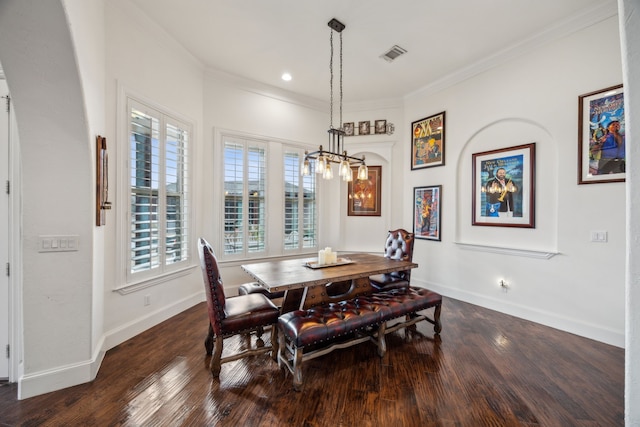 236 Rockland Trl, Lucas, TX 75002 - dining room with a chandelier, ornamental molding, baseboards, wood finished floors, and recessed lighting