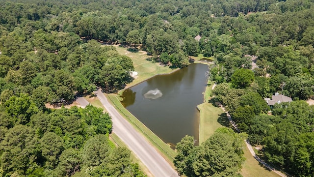 736 Wildwood Trl, Holly Lake Ranch, TX 75765 - aerial view of property and surrounding area featuring a nearby body of water and a forest