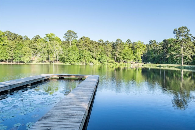 736 Wildwood Trl, Holly Lake Ranch, TX 75765 - dock area featuring a forest view and a water view