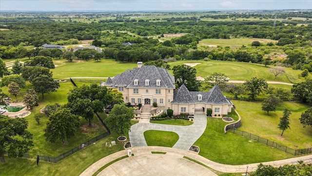 birds eye view of property featuring view of golf course