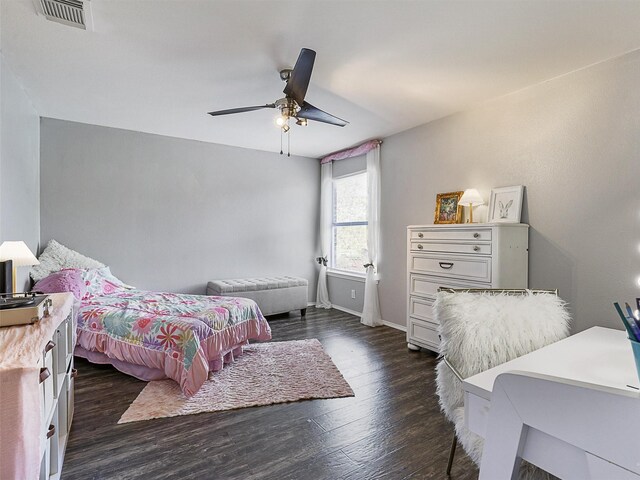 2905 Cabot Ln, Mckinney, TX 75072 - bedroom with dark wood-style floors, baseboards, and ceiling fan
