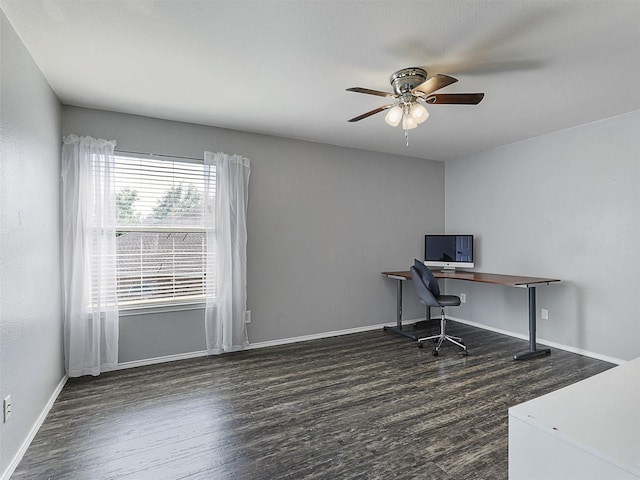 2905 Cabot Ln, Mckinney, TX 75072 - office with wood finished floors, ceiling fan, and baseboards