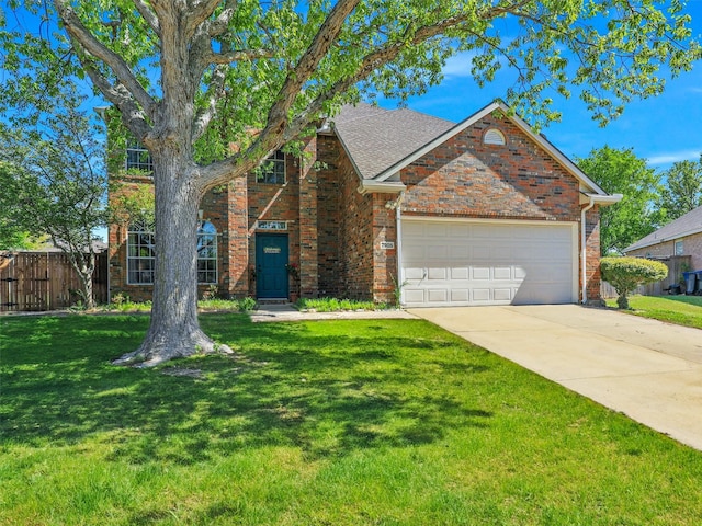 2905 Cabot Ln, Mckinney, TX 75072 - traditional-style home with brick siding, concrete driveway, an attached garage, and a shingled roof