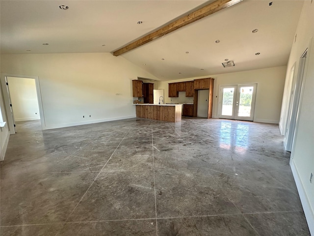 TBD5 Cowley Rd, Whitt, TX 76486 - unfurnished living room with baseboards and french doors