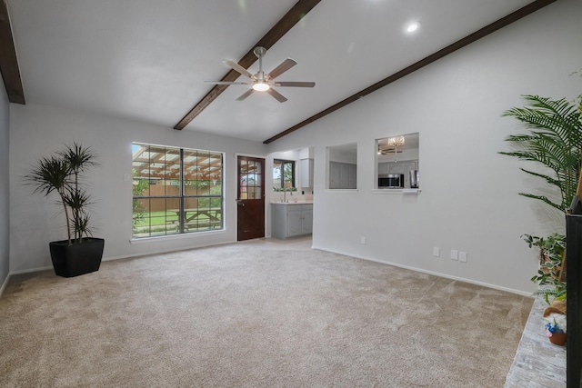 1318 Westpark Dr, Garland, TX 75040 - unfurnished living room with ceiling fan, baseboards, and carpet