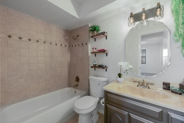 1318 Westpark Dr, Garland, TX 75040 - full bathroom with toilet, shower / bath combination, and vanity
