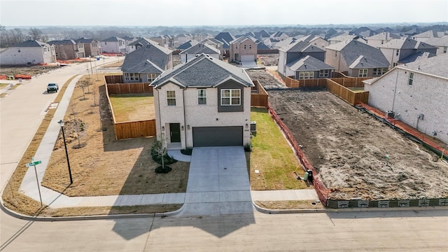 aerial view with a residential view